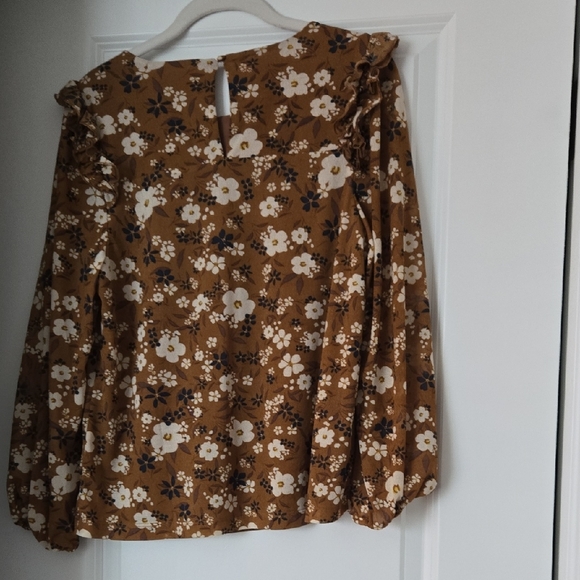 Ann Taylor Floral Ruffle Long Sleeve Blouse - Picture 3 of 3